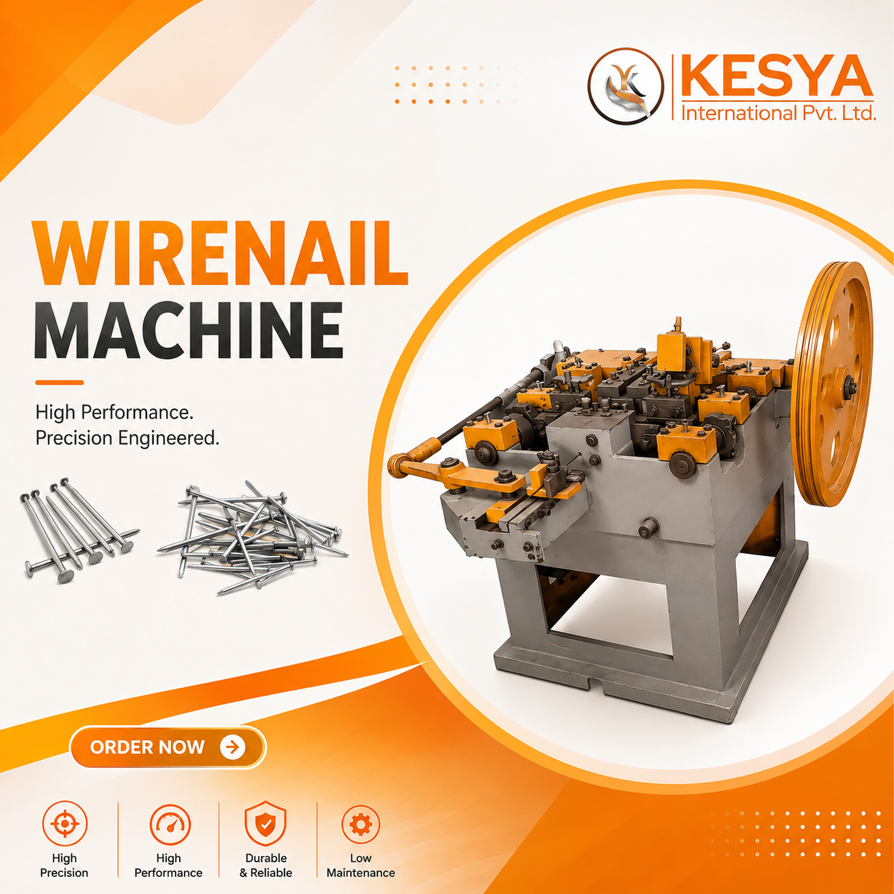 Automatic Wire Nail Making Machinery Manufacturer in India | High Speed Nail Machine | Kesya International